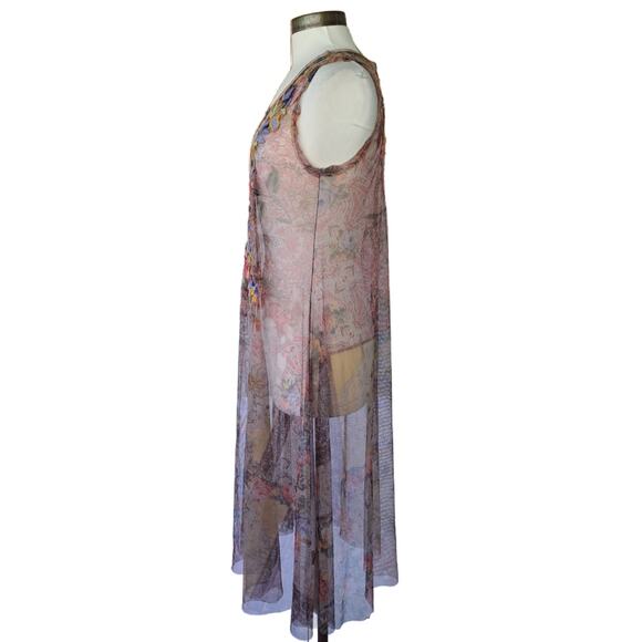 Johnny Was Asymmetrical Tiered Pink and Red Sundress - Picture 6 of 14